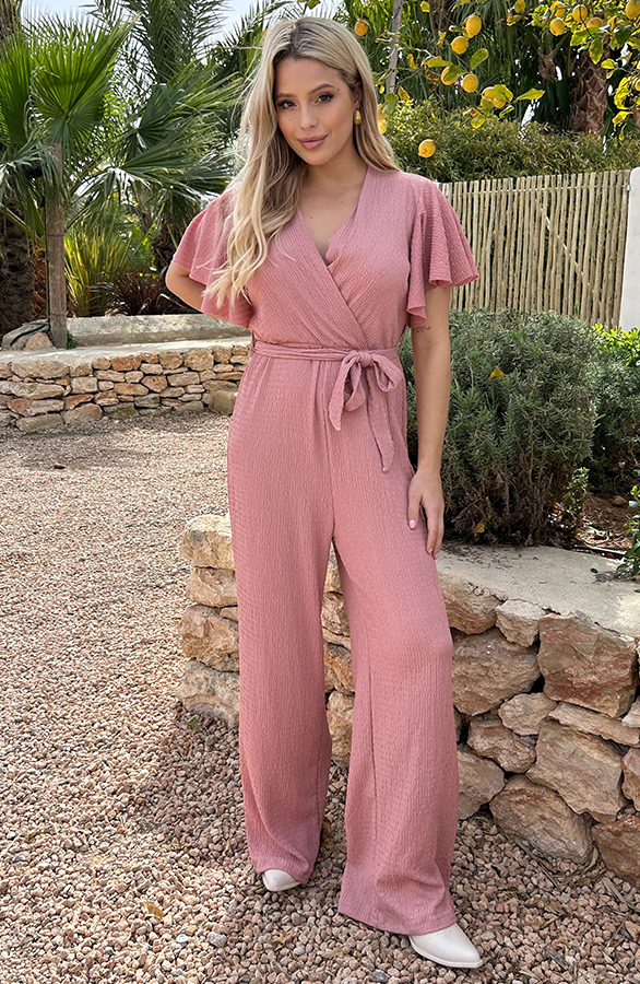 Jumpsuit Dames Smocked Dust Roze