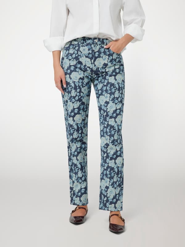 Denimbroek Met Bloemenjacquard