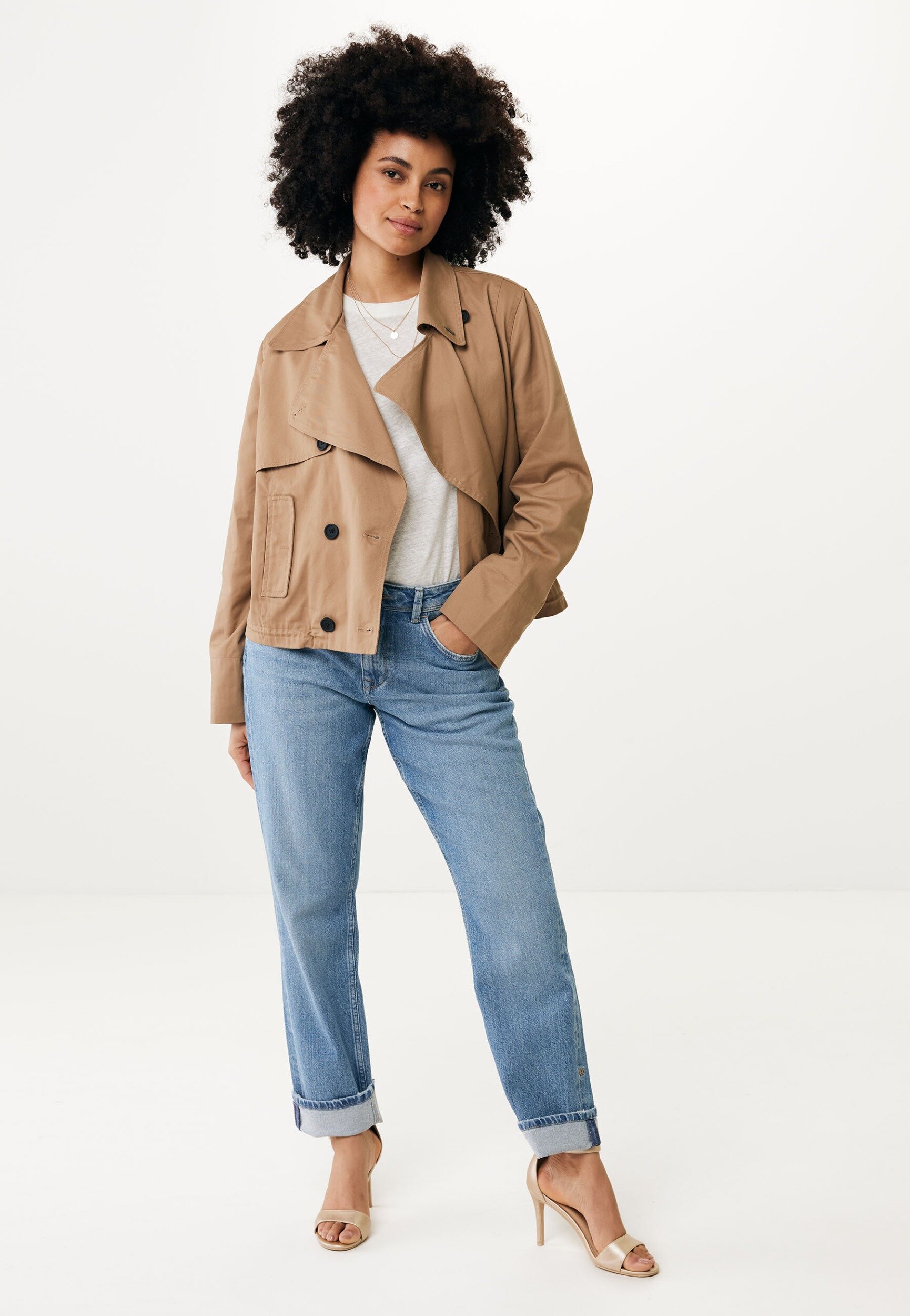 Korte Trenchcoat  Oversized Zand