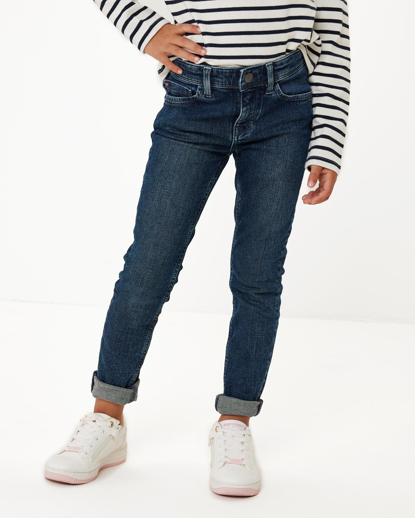 JUNO Mid waist/ Slim leg jeans Dark Blue