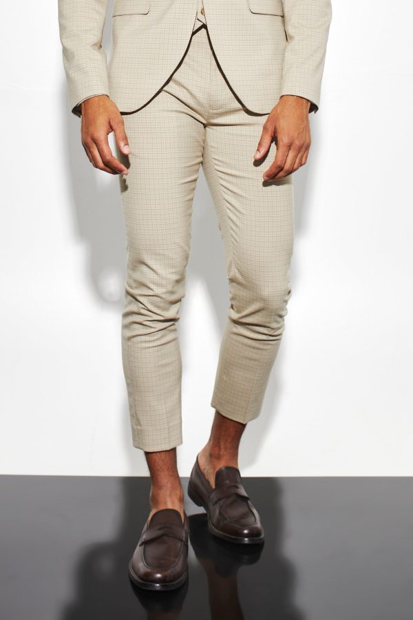 Ingekorte Geruite Skinny Fit Pantalons