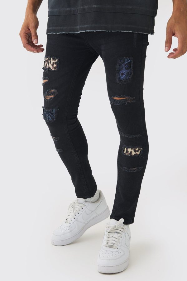 Rip & Repair Paisley Luipaardprint Skinny Jeans