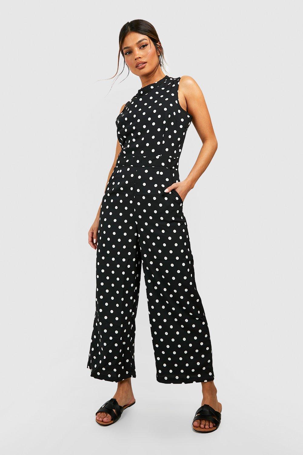 Jumpsuit Met Hoge Hals En Stippen