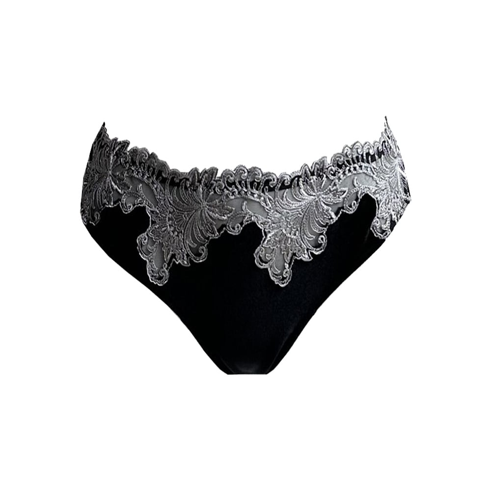 AMBRA Lingerie Slips Platinum Royale String zwart/zilver 1630