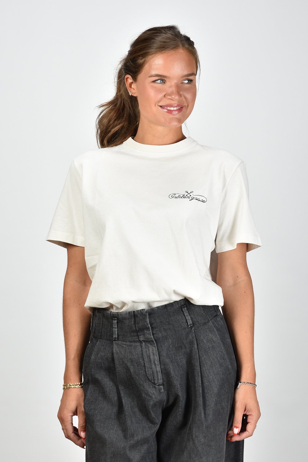 Golden Goose t-shirt met logo print wit