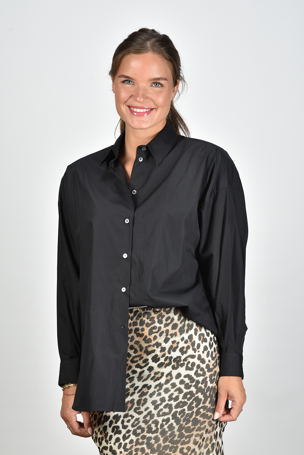 Academia oversized katoenen blouse Giorgia zwart