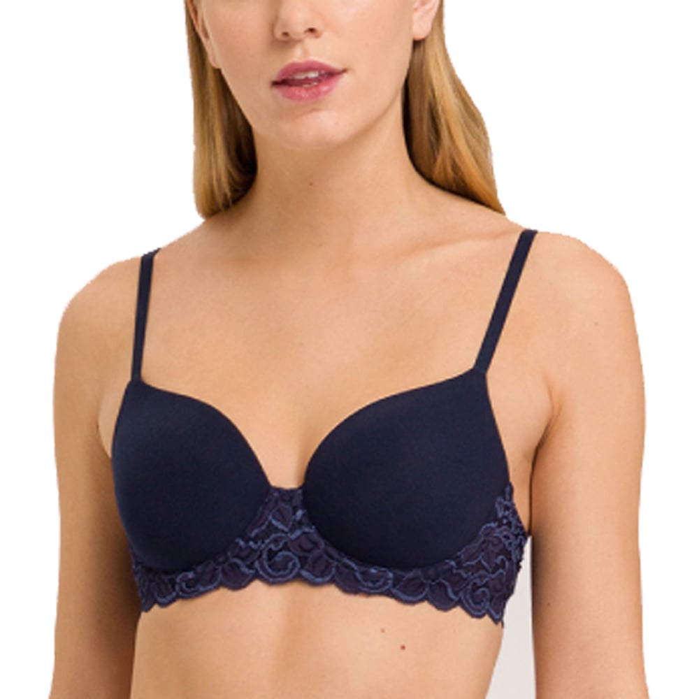 Hanro Lingerie Moments T-shirt BH Kant navy blue 071503