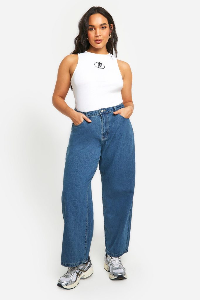 Plus Basic High Waist Boyfriend Jeans