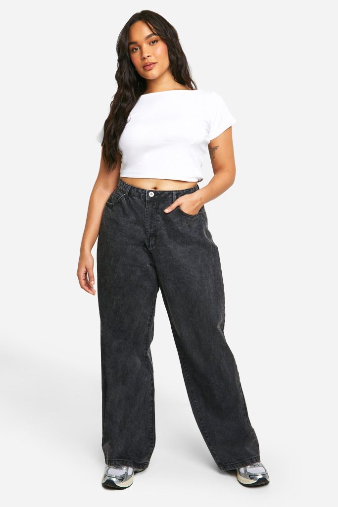 Plus Basic High Waist Boyfriend Jeans