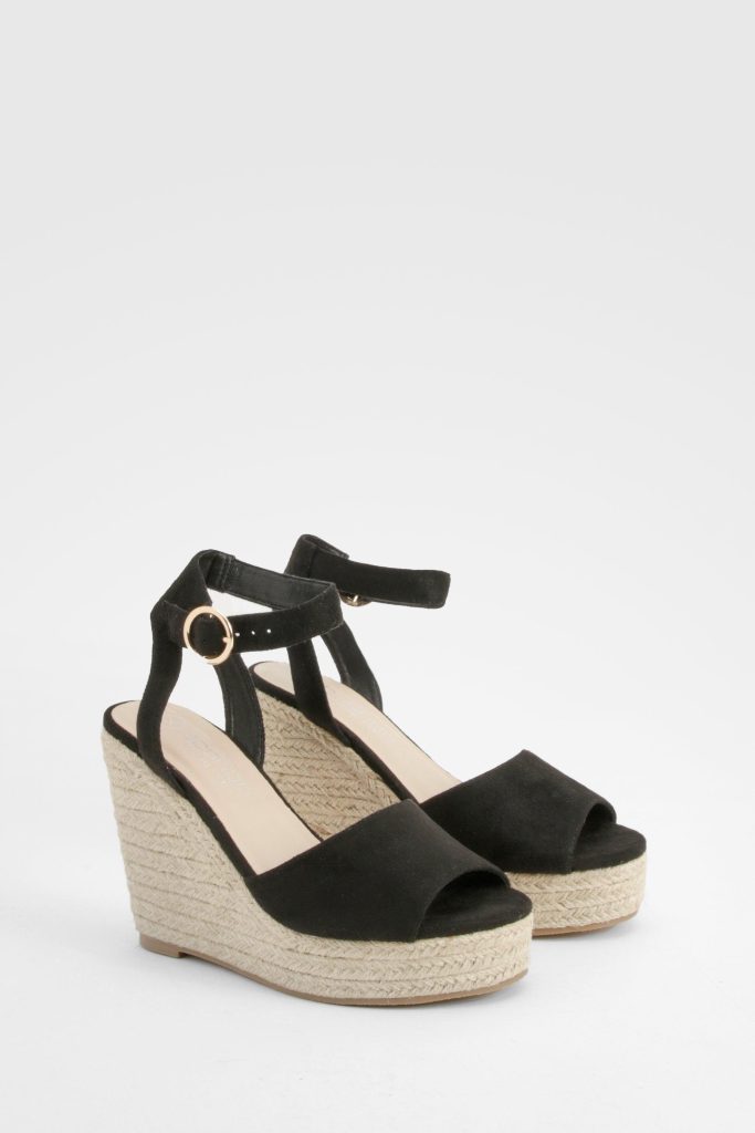 Brede Espadrille Sleehakken Met Open Neus