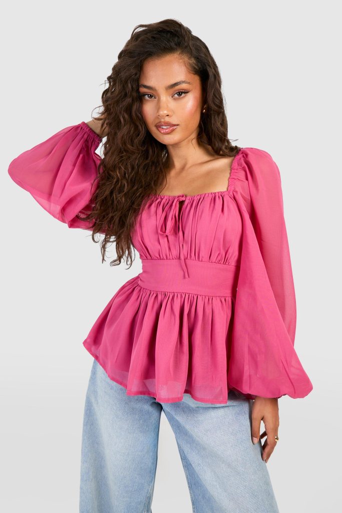 Chiffon Melkmeisjes Top Met Lange Mouwen