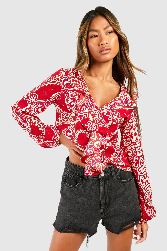 Paisley Blouse Met Ruches