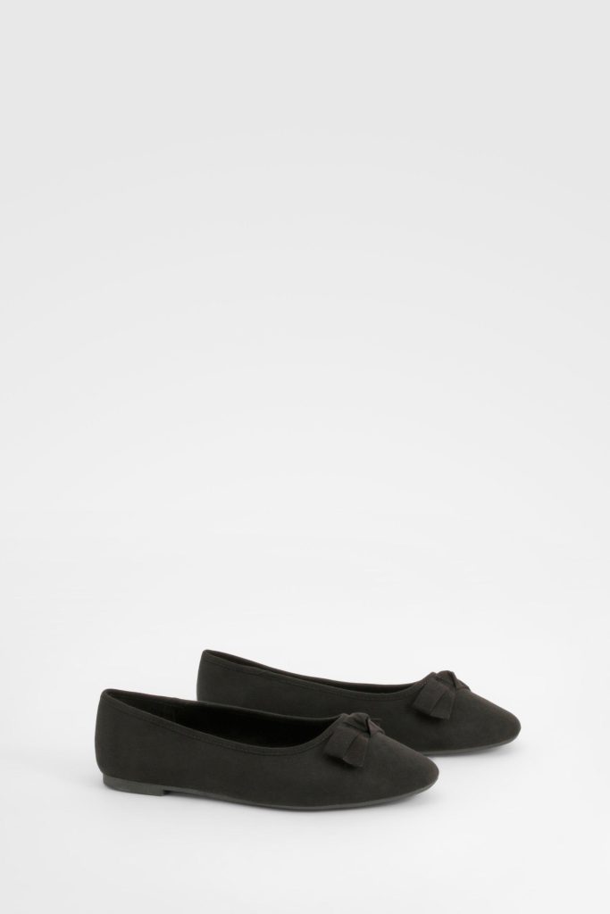 Wide Fit Bow Detail Ballet Flats