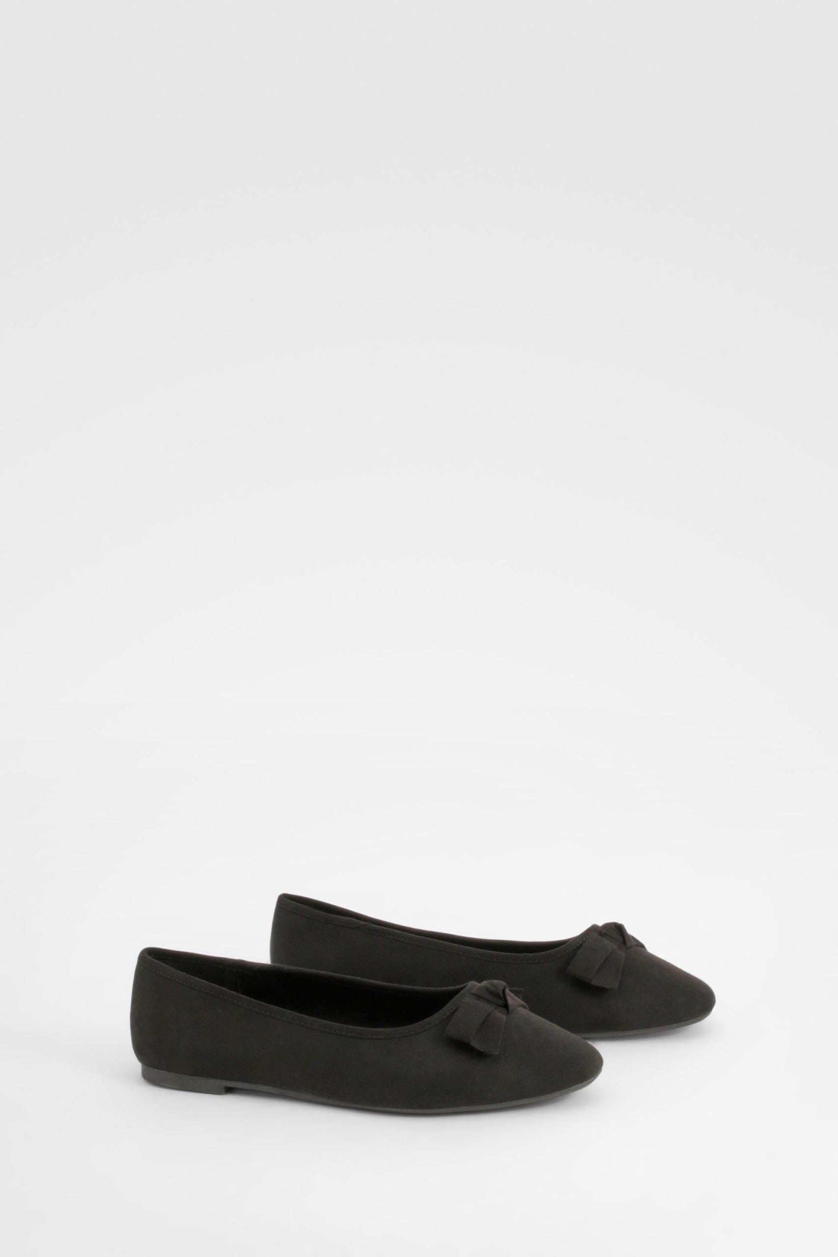 Wide Fit Bow Detail Ballet Flats