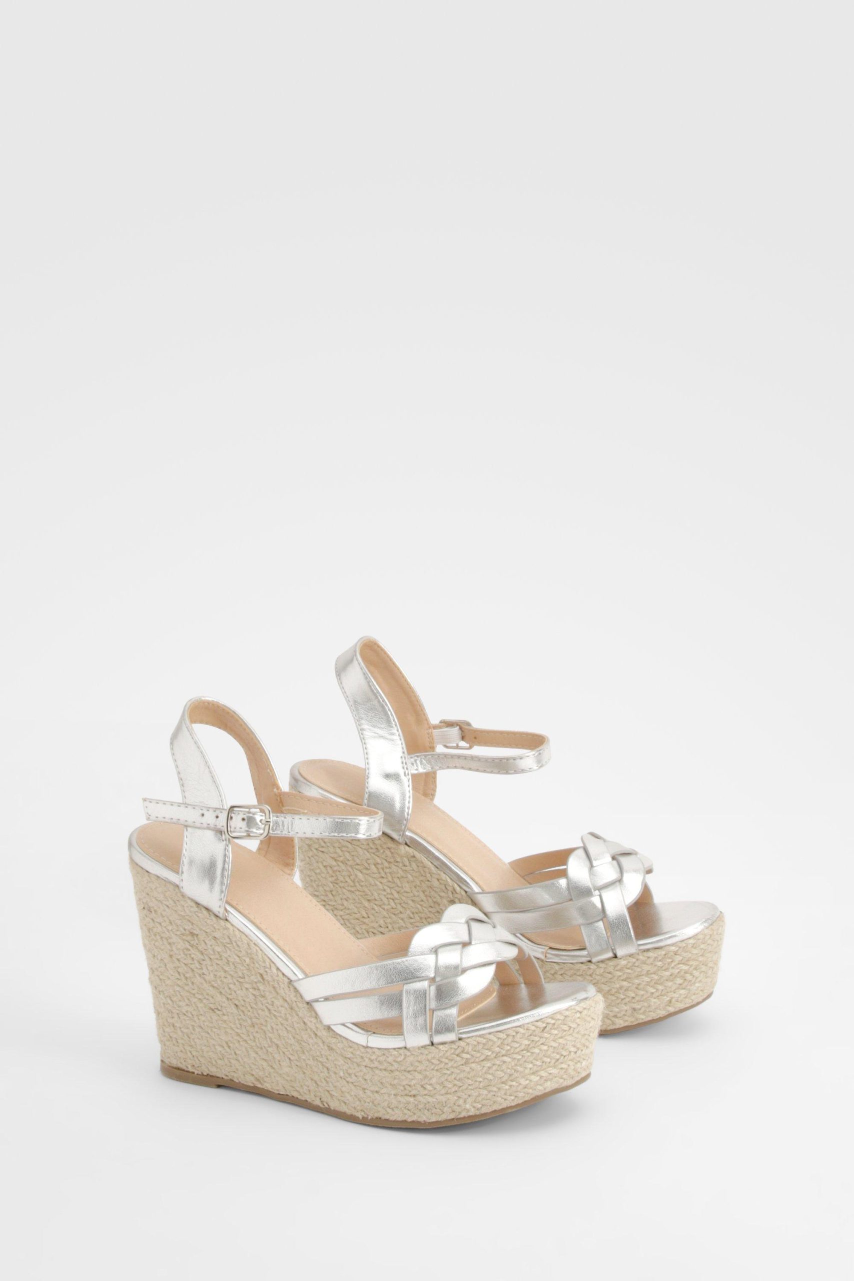 Geweven Metallic Espadrille Sleehakken