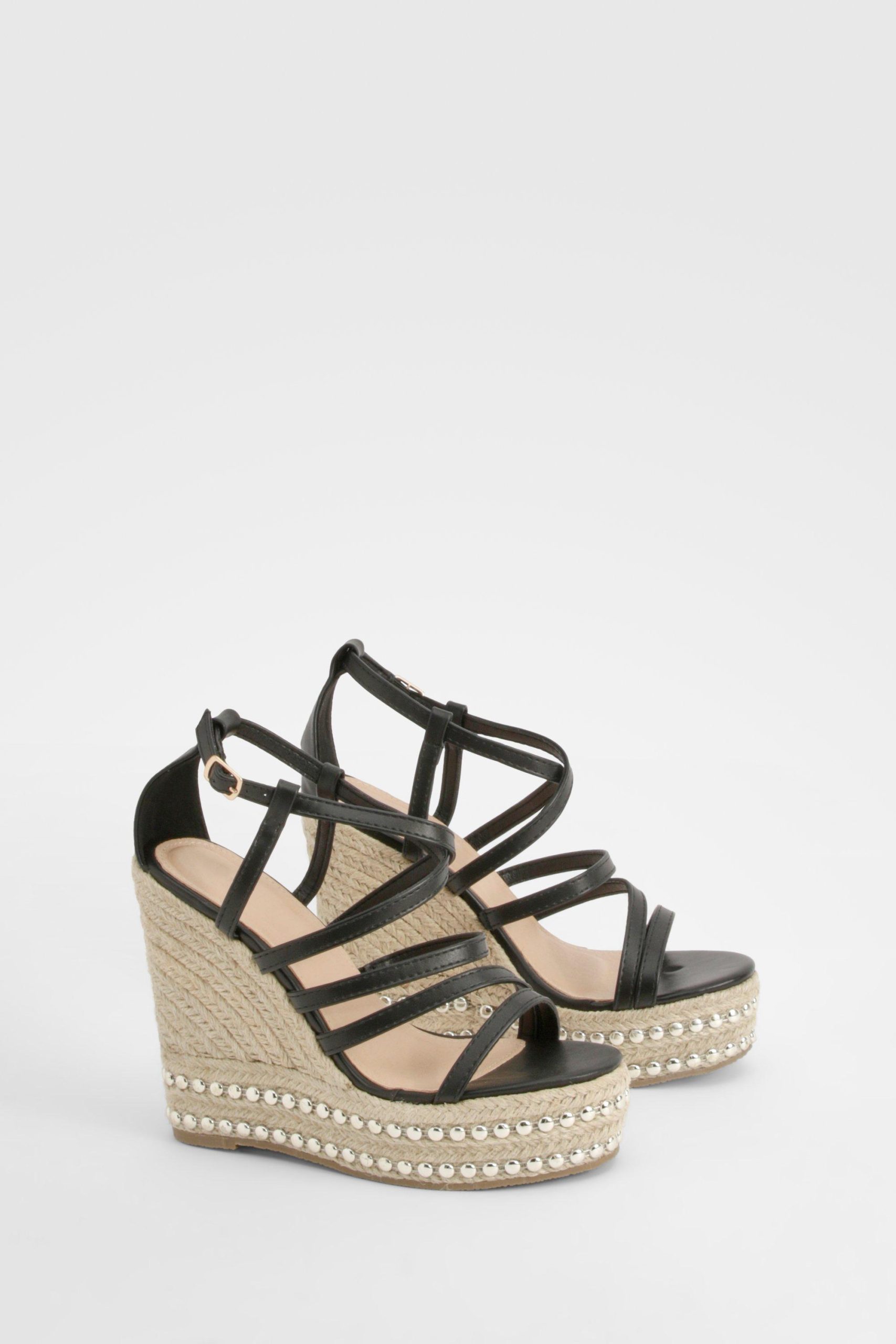 Espadrille Sleehakken Met Bandjes En Studs