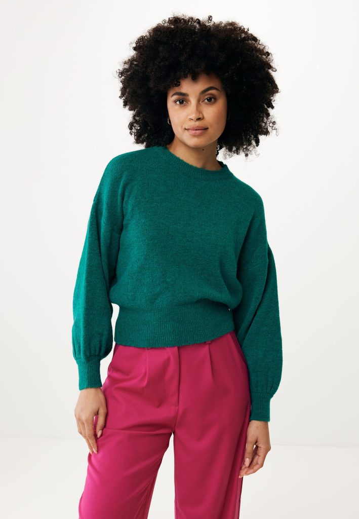 Pullover with puff sleeve Teal