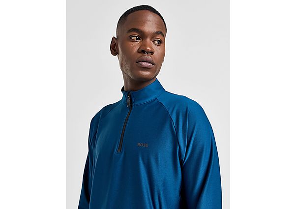 BOSS Active 1/2 Zip Top - Blue- Heren