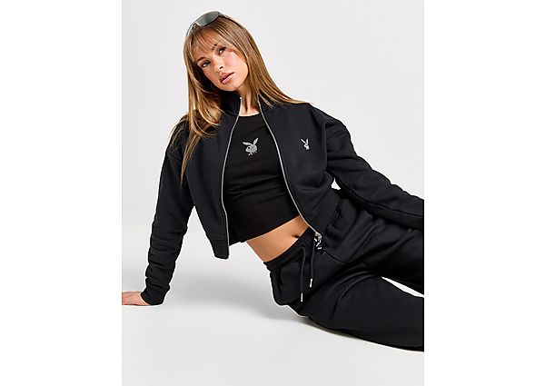 Playboy Cropped Track Top - Black- Dames