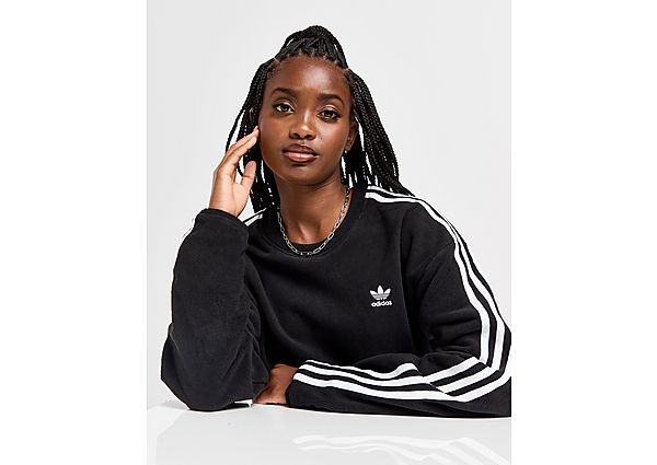 adidas Originals 3-Stripes Polar Fleece Crew Sweatshirt - Black- Dames