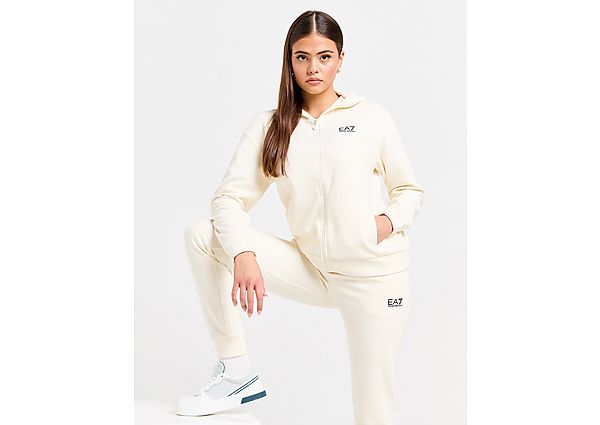 Emporio Armani EA7 Essential Full Zip Hooded Tracksuit - White- Dames