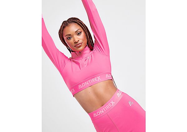 MONTIREX Icon Crop 1/4 Zip Top - Pink- Dames