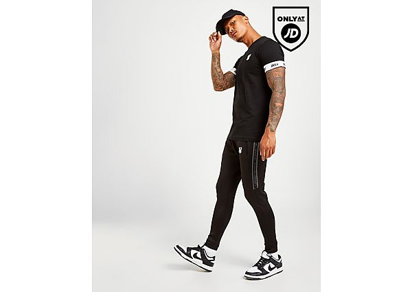 SikSilk Poly Tape Track Pants - Black- Heren