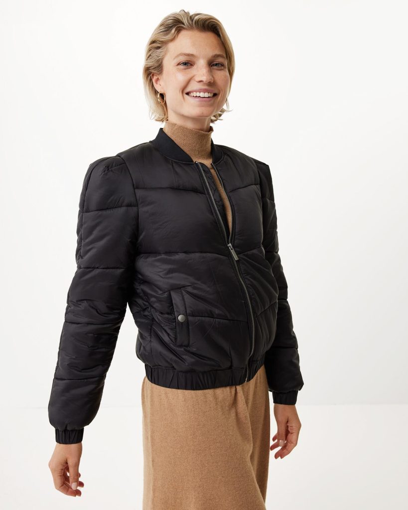 Short padded bomber jacket Black