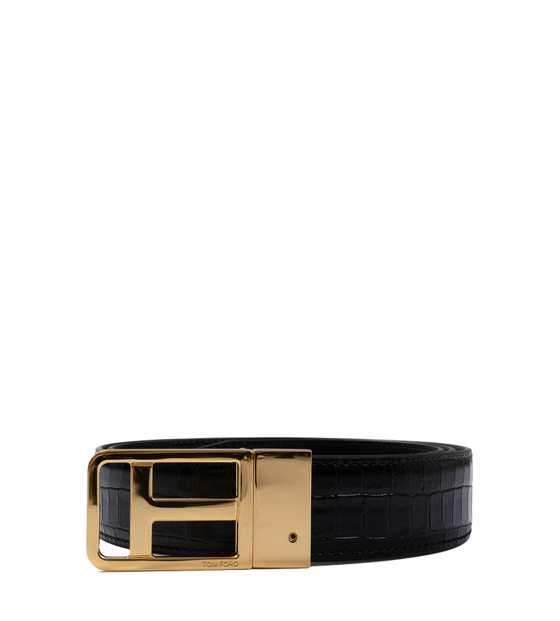 T-buckle Crocodile-embossed Belt - 100