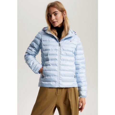 Tommy Hilfiger Gewatteerde jas LW PADDED GLOBAL STRIPE JACKET met merkelastiek op de capuchon (Global Serie TH VROUWEN)