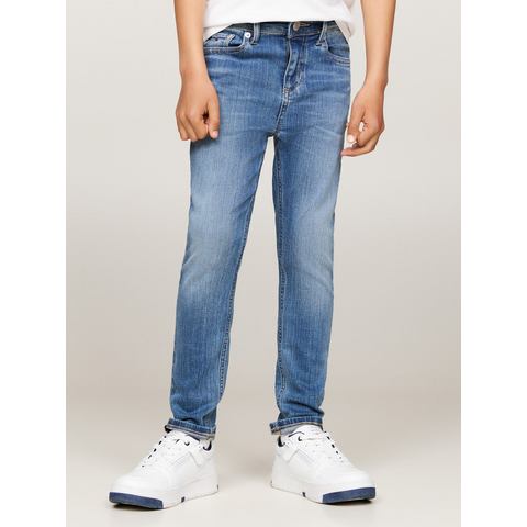 Tommy Hilfiger Skinny fit jeans SCANTON Y MID BLUE WASH DENIM Kinderen tot 16 jaar met logostiksel