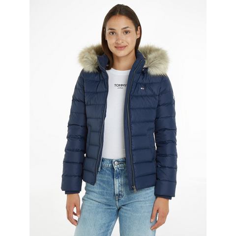 TOMMY JEANS Donsjack TJW BASIC HOODED JACKET met imitatiebont aan de capuchon & tommy jeans-merklabel