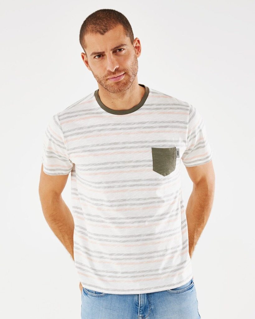 Printed stripe t-shirt army green