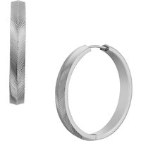 Fossil Oorbellen - Harlow Linear Texture Stainless Steel Hoop Earring in silver