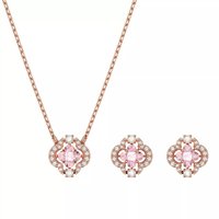 Swarovski Oorbellen - Sparkling Dance set Mixed cuts Clover gold-tone pl in pink