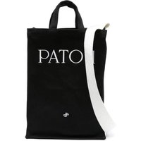 Patou Shoppers - Black/White Shoulder Bag With Logo in zwart