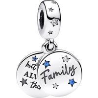 Pandora Charms - Family sterling silver double dangle with stellarc in blue