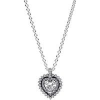 Pandora Kettingen - Heart sterling silver collier with clear cubic zir in silver