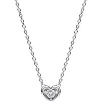 Pandora Kettingen - Heart sterling silver collier with clear cubic zir in white