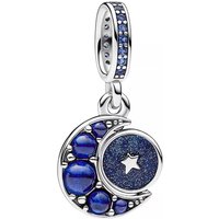 Pandora Charms - Spinning moon sterling silver dangle with sparklin in blue