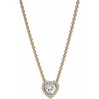 Pandora Kettingen - Heart 14k gold-plated collier with clear cubic zir in silver