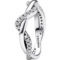 Pandora Ringen - Double wave sterling silver ring with clear cubic in silver