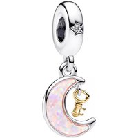 Pandora Charms - Moon and key sterling silver and 14k gold-plated d in pink