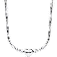 Pandora Kettingen - Snake chain sterling silver necklace with heart cl in silver