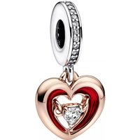 Pandora Charms - Open heart sterling silver and 14k rose gold-plate in quarz