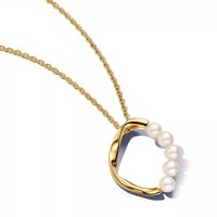 Pandora Kettingen - 14k Gold-plated pendant necklace with treated fres in white