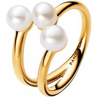 Pandora Ringen - 14k Gold-plated open ring with treated freshwater in white