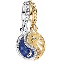 Pandora Charms - Two-tone Splittable Sun & Moon Dangle Charm in blue