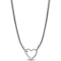 Pandora Kettingen - Heart Closure Snake Chain Necklace in silver