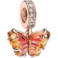 Pandora Charms - Butterfly 14k rose gold-plated dangle with bi-colo in pink